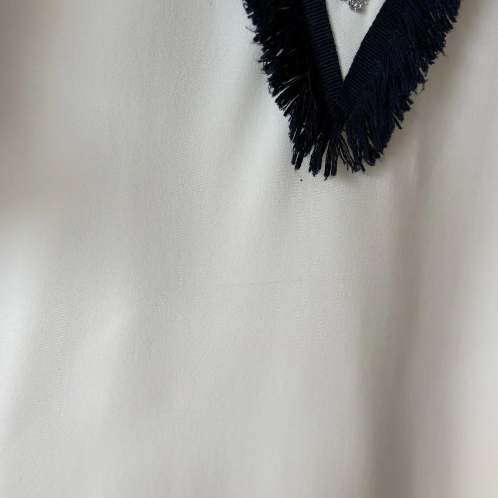 Molly Bracken White Ruffle Sleeve Dress | Size Medium - Picture 7 of 9